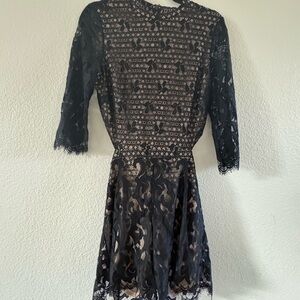 Gianni Bini Black Lace Long Sleeve Romper